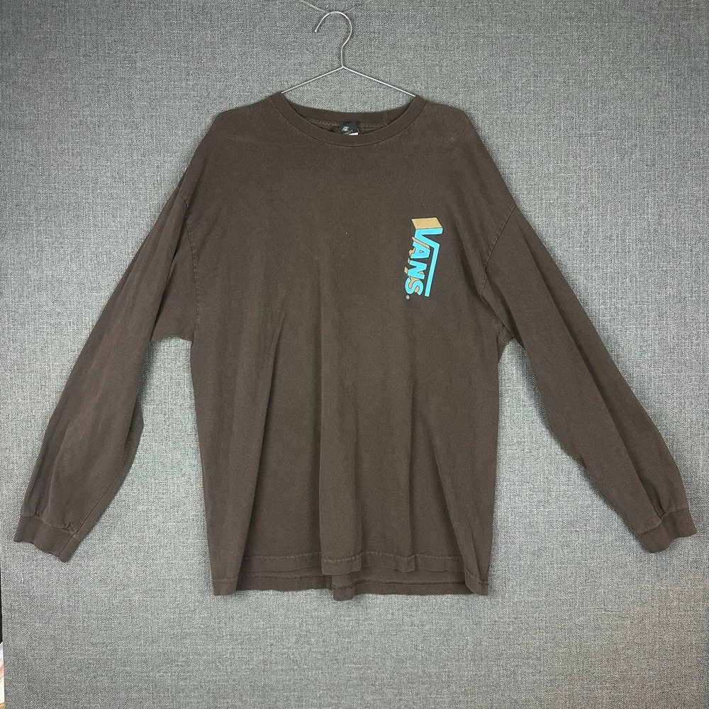 Vans Graphic Long Sleeve Brown T-Shirt Men's 2XL Cotton Skateboarding
